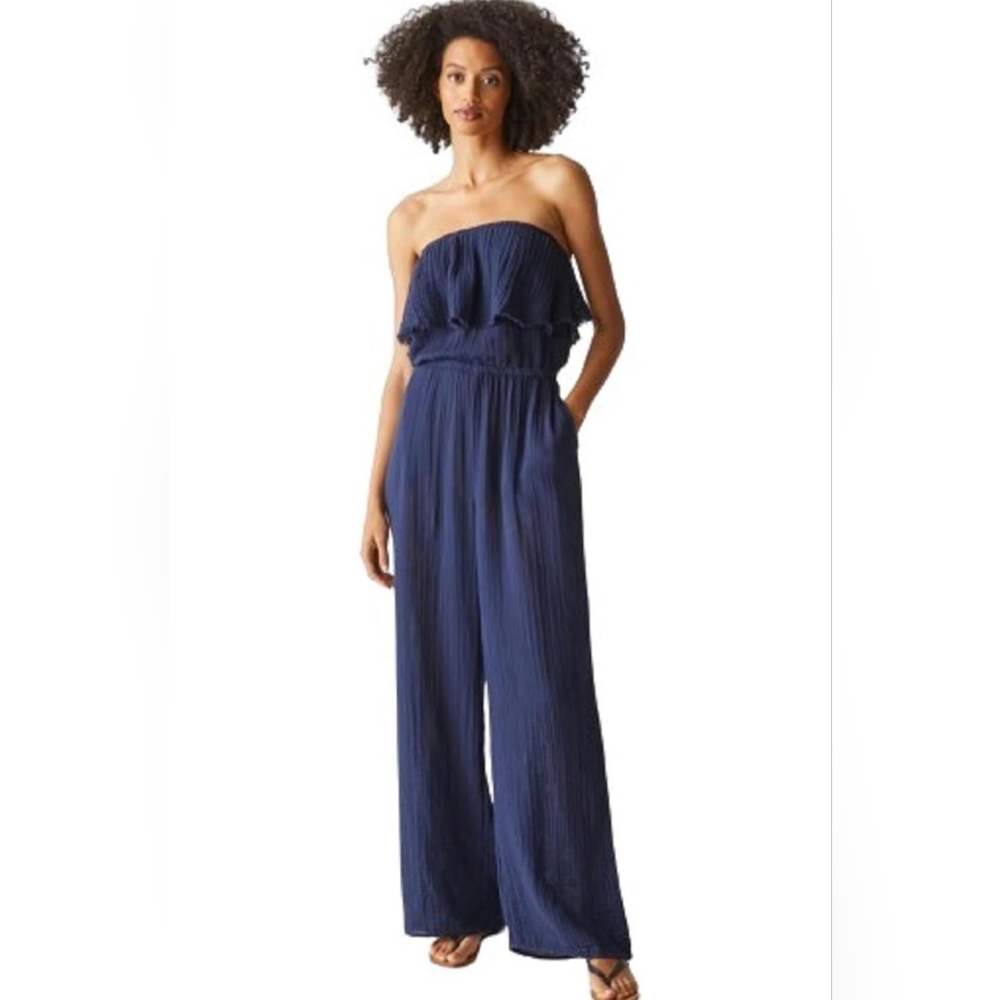 Michael Stars Riya Double Guaze Off Shoulder Jumpsuit In Admiral Size XS
